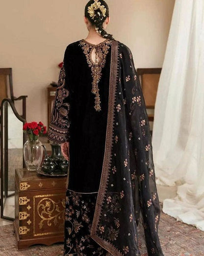 Attractive Punjabi Style Wine Color Velvet Sharara Suit