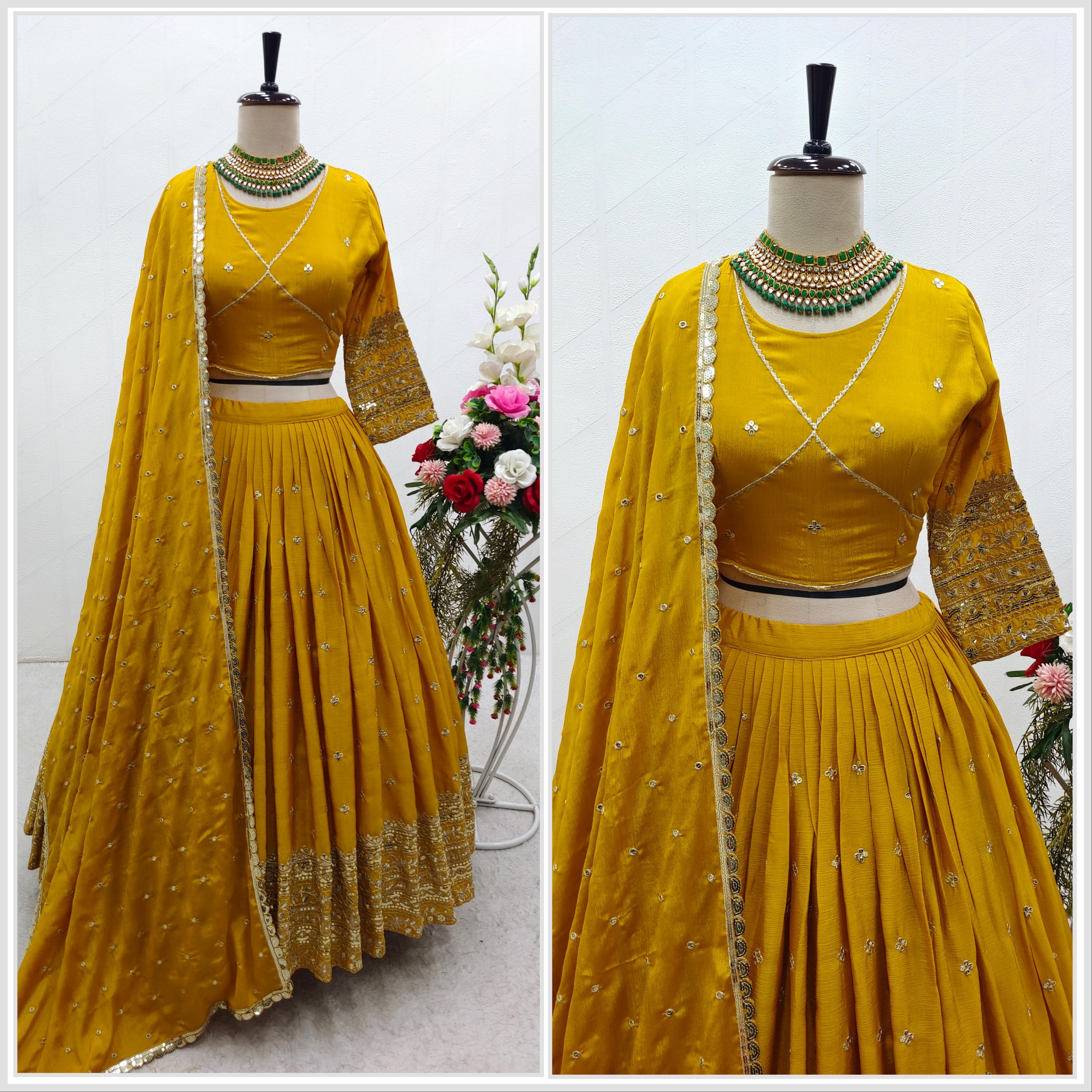 Yellow Color Heavy Work Marriage Special Lehenga Choli