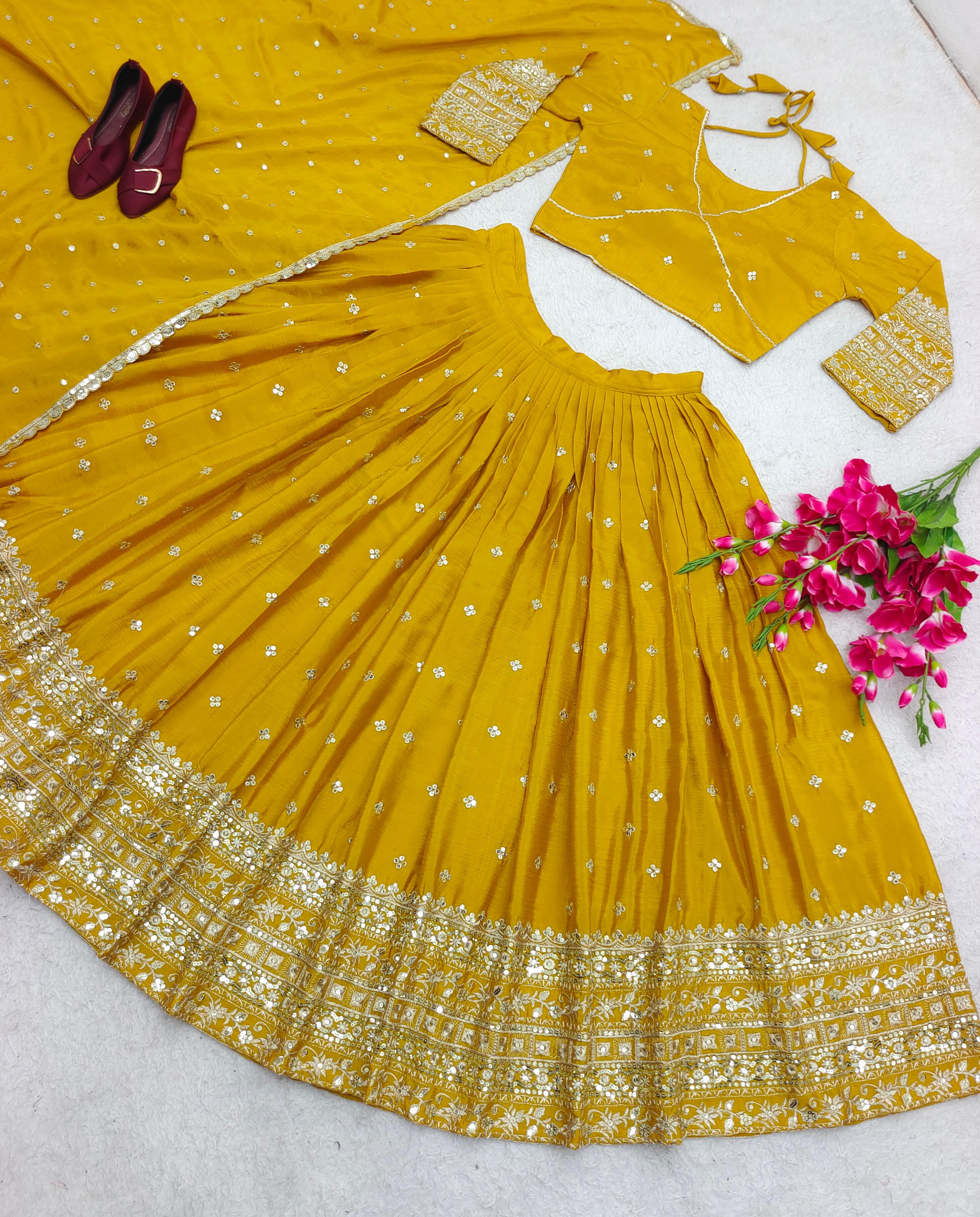 Yellow Color Heavy Work Marriage Special Lehenga Choli