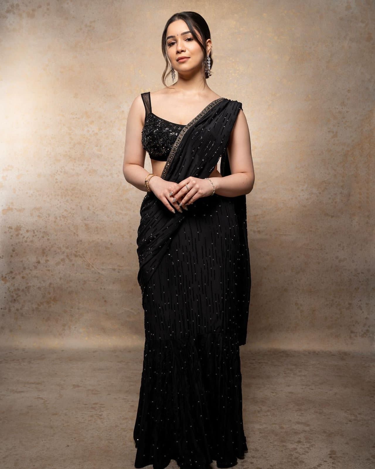 Black Designer Embroidery Lehenga Saree With Attached Dupatta