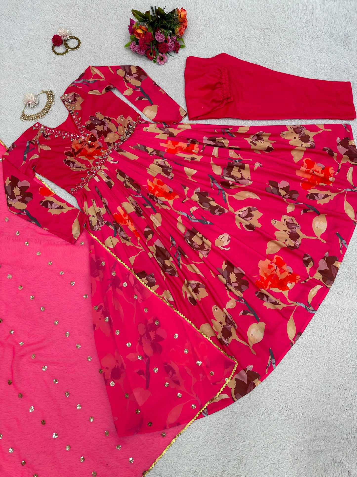 Fantastic Digital Print With Hand Work Pink Color Salwar Suit