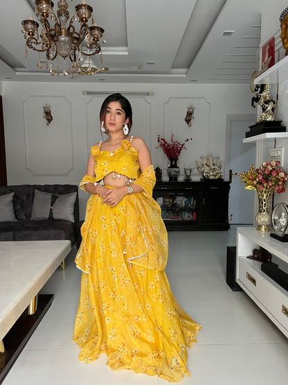 Haldi Wear Wonderful Print Yellow Color Lehenga Choli