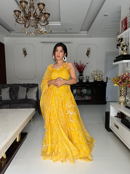 Haldi Wear Wonderful Print Yellow Color Lehenga Choli