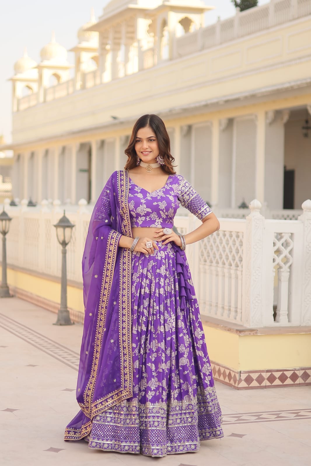 Embellished  Purple Color Heavy Embroidered Sequins Work Lehenga Choli