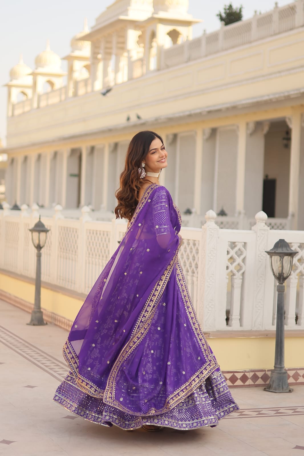 Embellished  Purple Color Heavy Embroidered Sequins Work Lehenga Choli