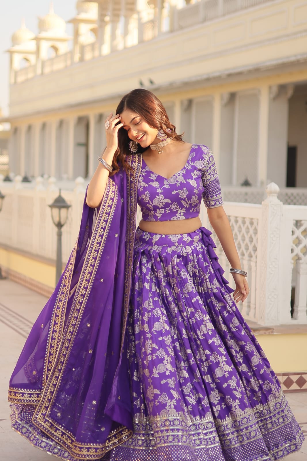 Embellished  Purple Color Heavy Embroidered Sequins Work Lehenga Choli