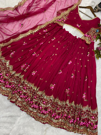 Wedding Wear Pink Color Heavy Work Exclusive Lehenga Choli