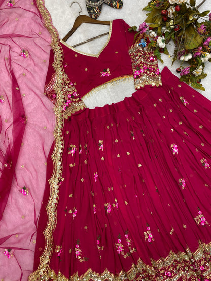 Wedding Wear Pink Color Heavy Work Exclusive Lehenga Choli