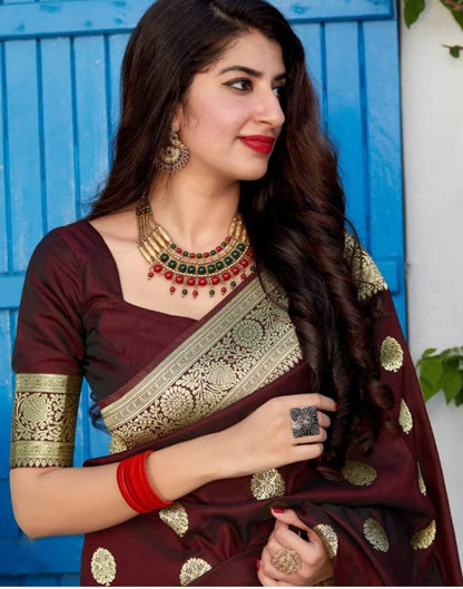 Maroon Color Banarasi Silk Jacquard Work Saree