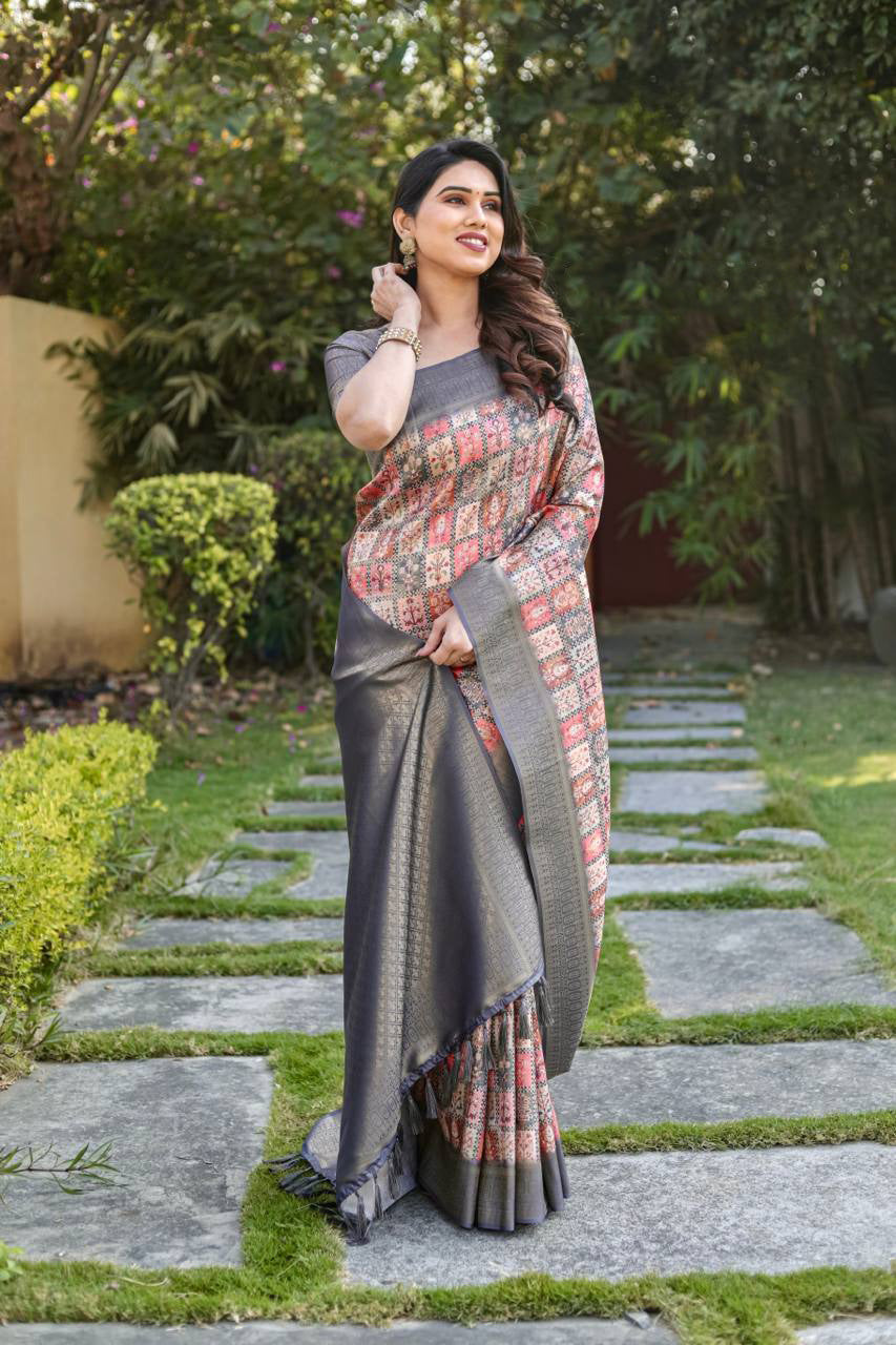 Navy Blue Soft Silk Saree With Zari Weaving – Sareewave