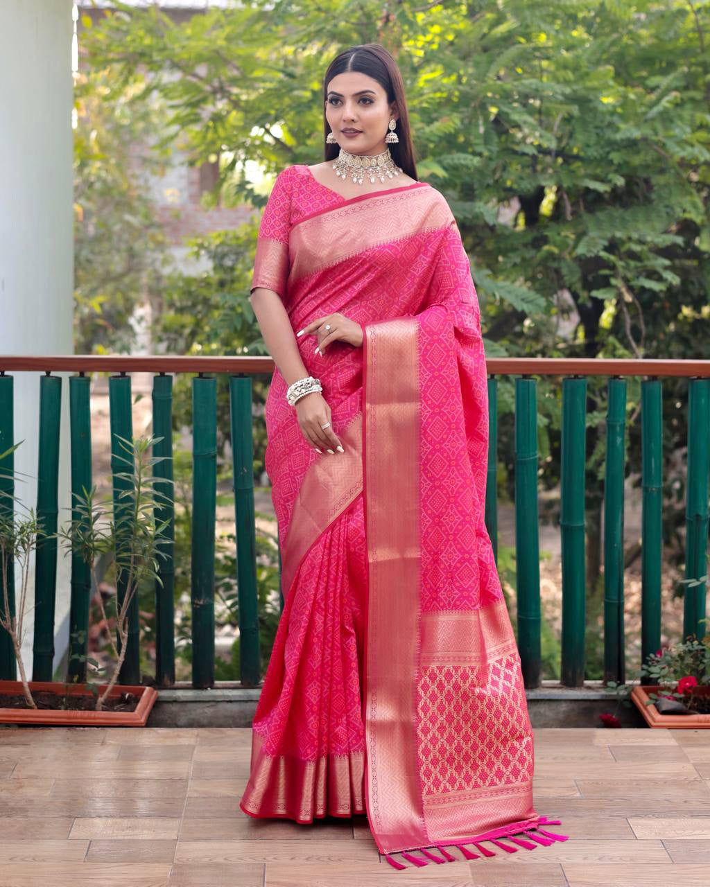 Adorable Silk Classy Dark Pink Color Saree, Shining Party Wear