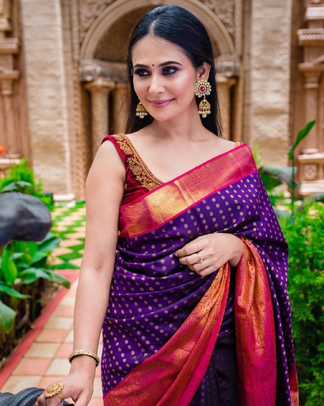 Grand Beautiful  Purple Color Rich Pallu Saree