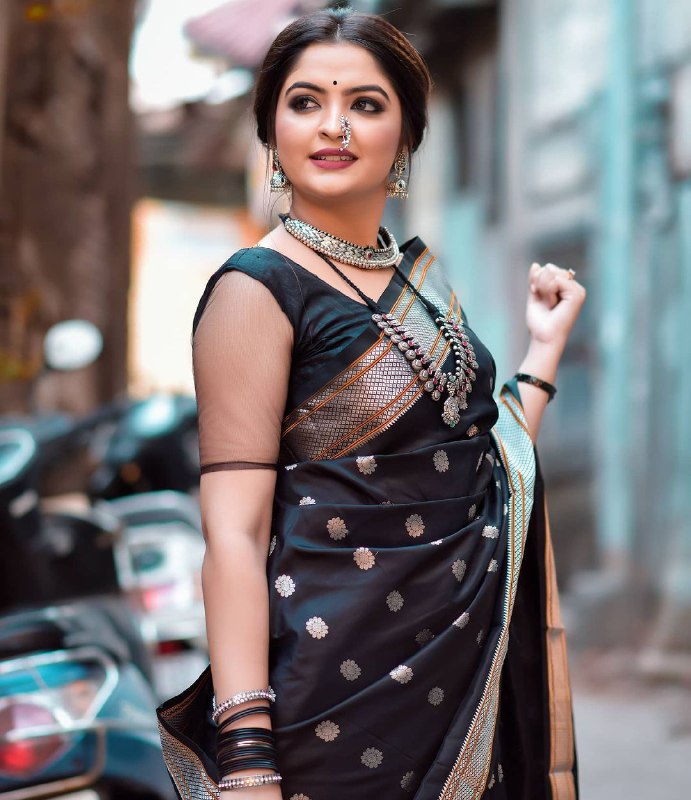 Fantastic Black Color Soft Silk Silver Jari Saree