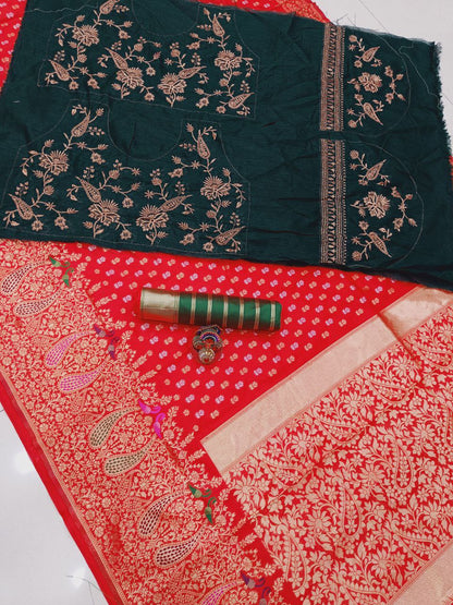 Superhit Red Color Soft Banarasi Silk Saree