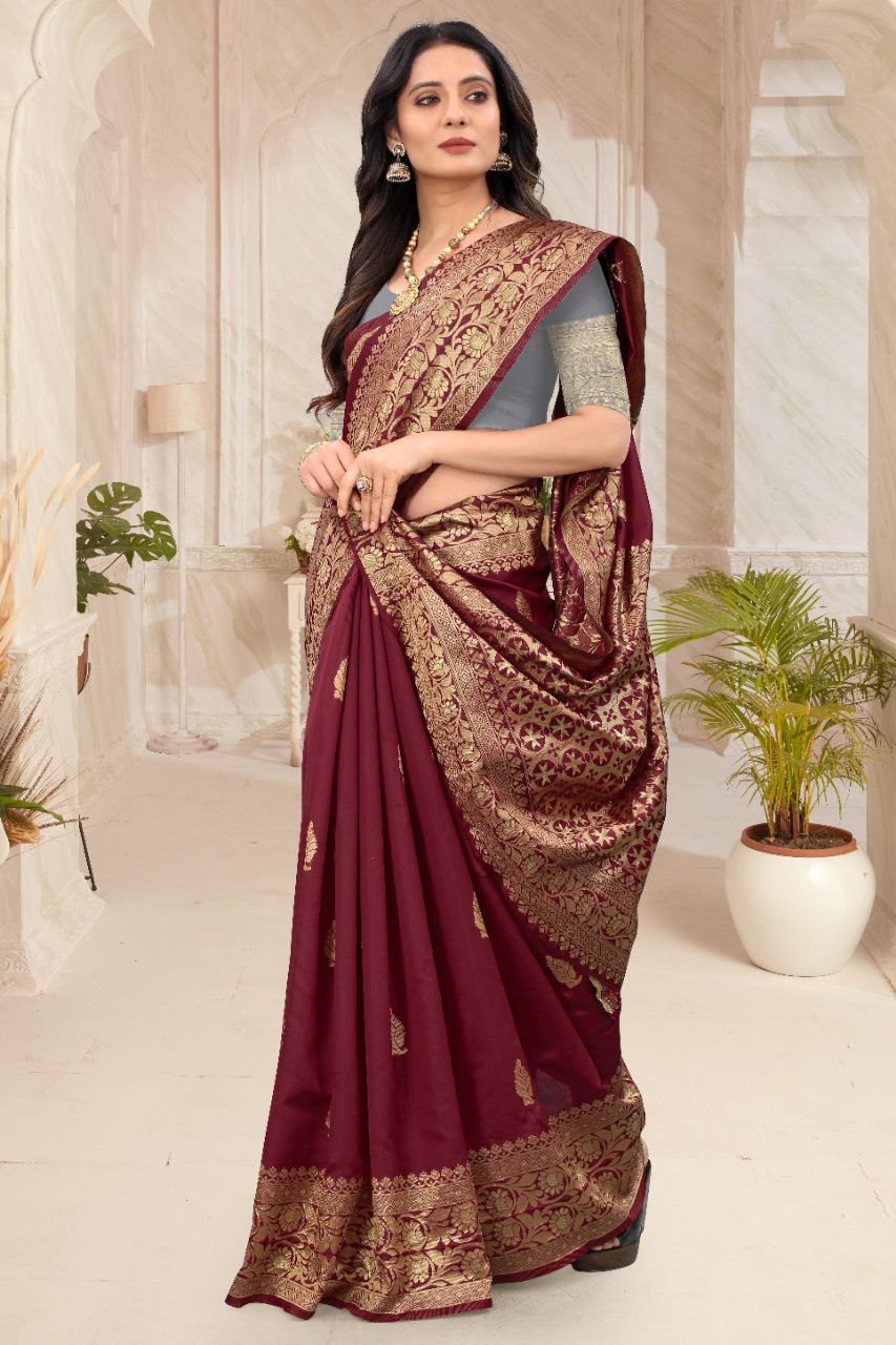 Bridal, Reception, Wedding Red and Maroon color Art Silk, Silk fabric Saree  : 1909268