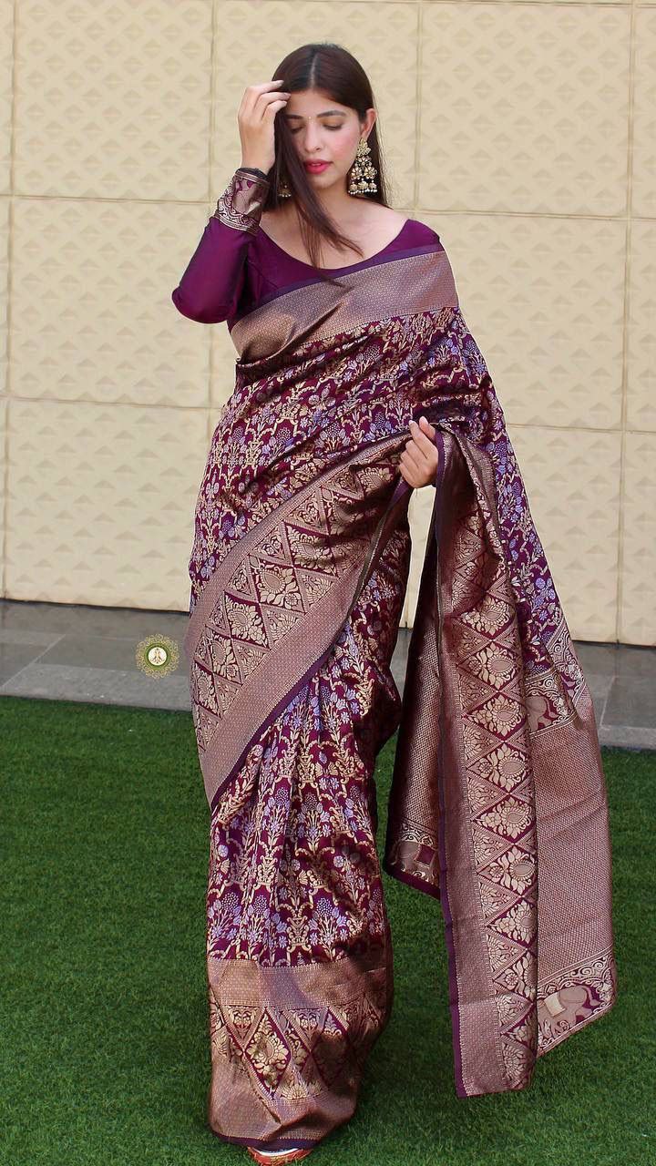 Silk Saree in Wine | Moda africana, Moda, Africanas