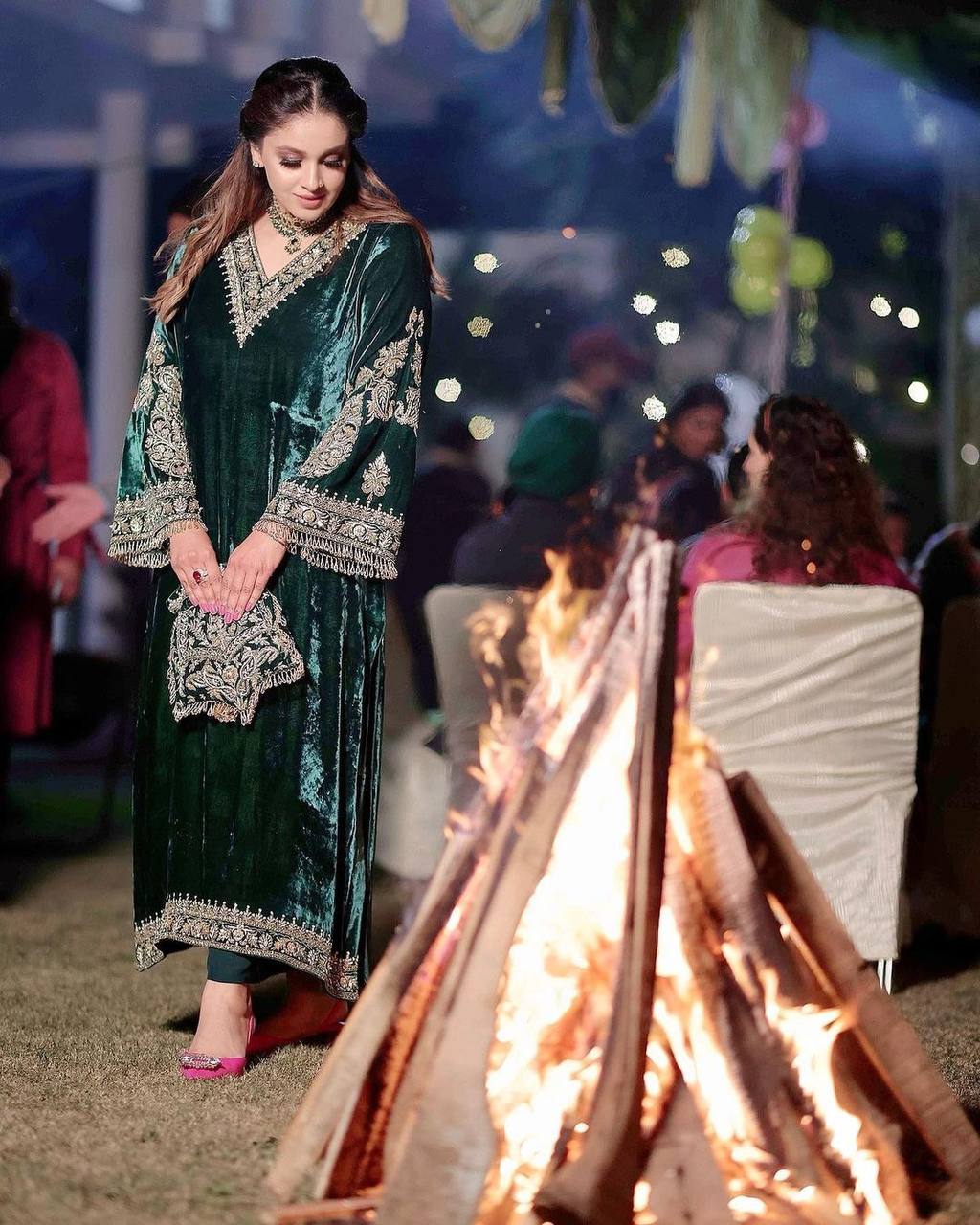 Wedding Wear Green Color Velvet Salwar Suit