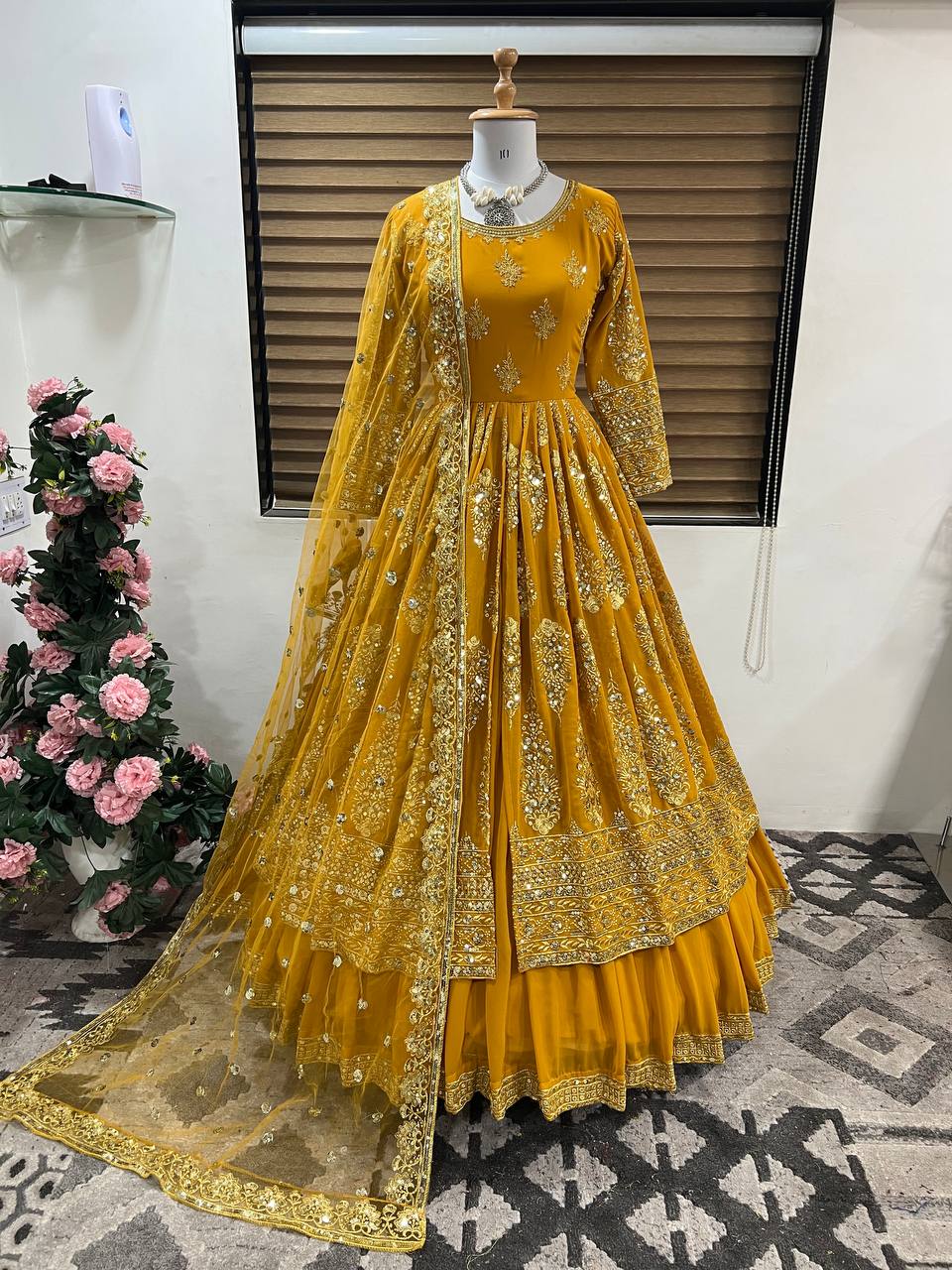 Outstanding  Yellow Color Embroidery And Sequence Work Lehenga Choli