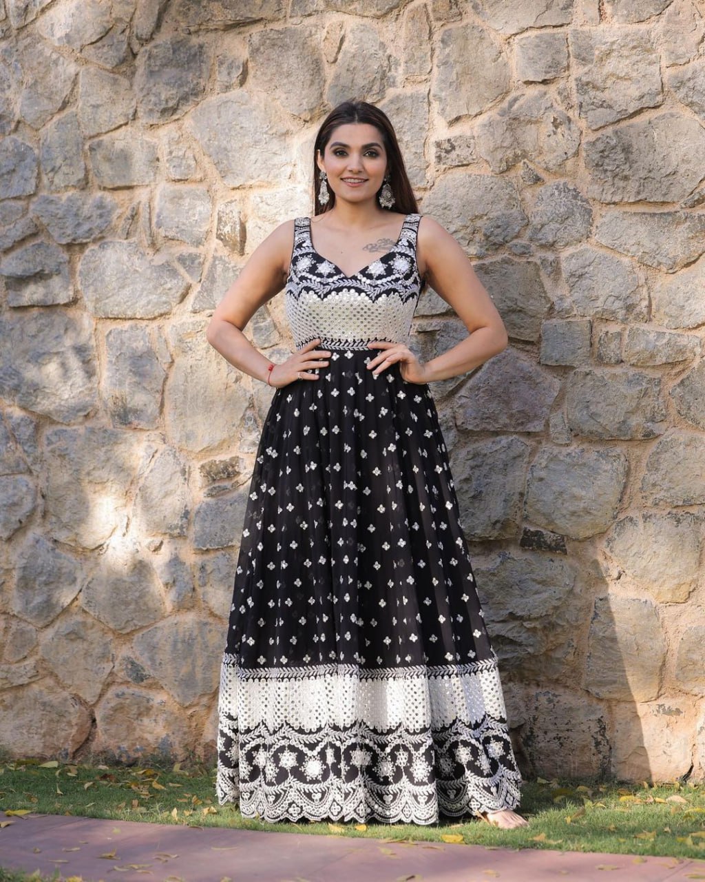 Thread work Black Color Lovely Gown