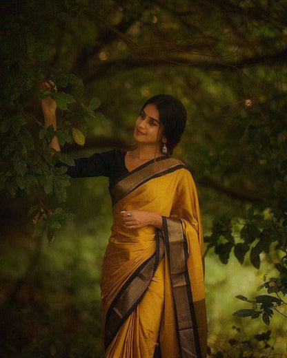 Latest Yellow Color Banarasi Saree