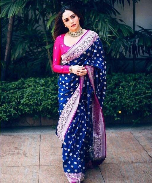 Banarasi Soft Silk Fascinating Navy Bole Color Saree