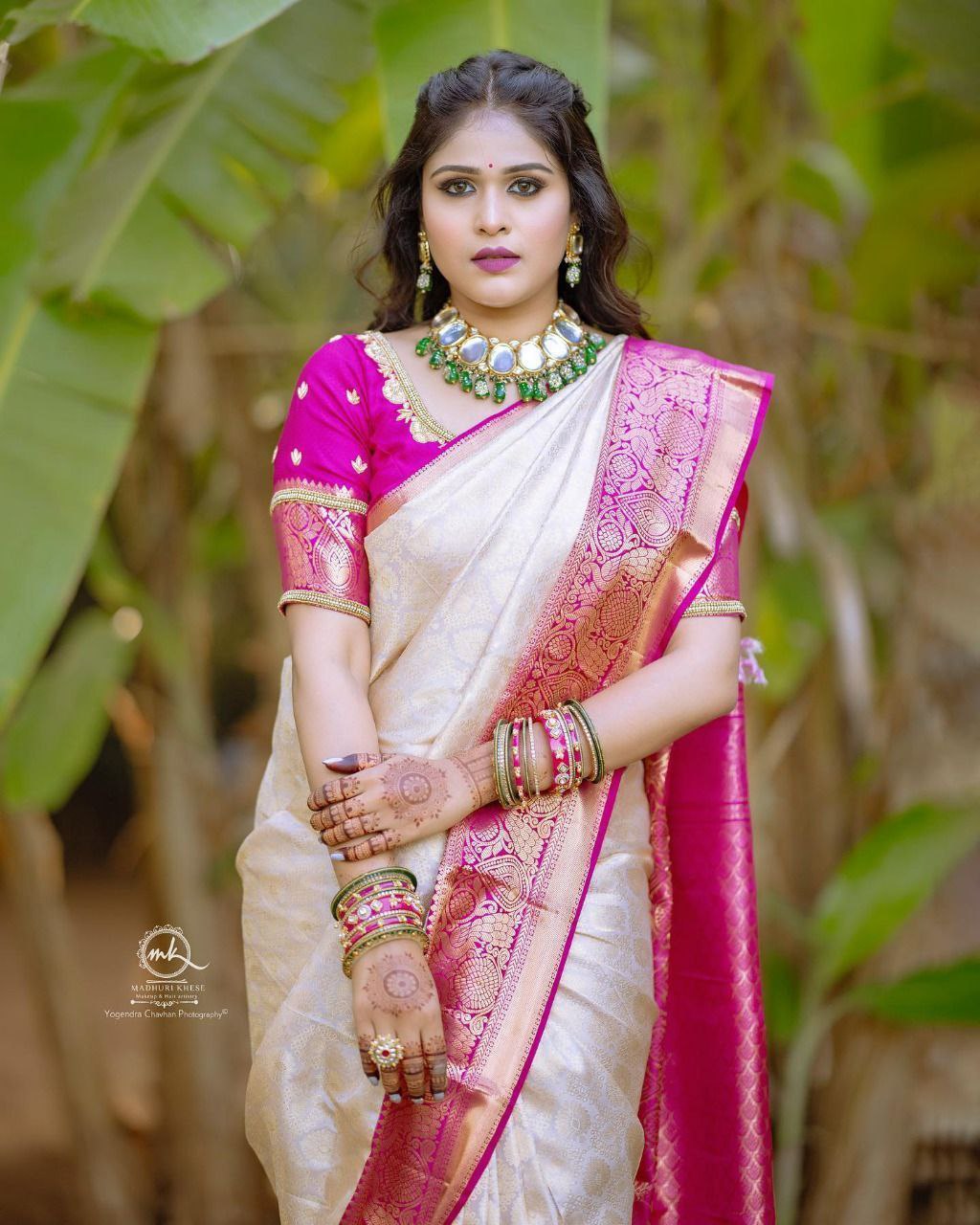 Banarasi Silk Attractive Cream Color Saree