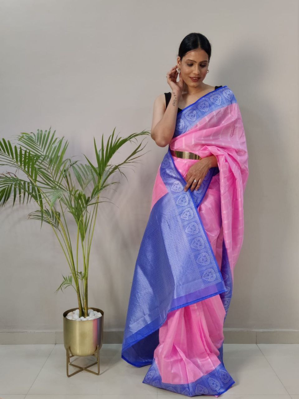 Festive Wear Pink Color Banarasi Saree