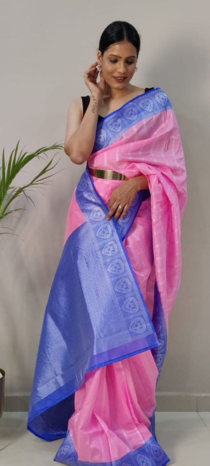 Festive Wear Pink Color Banarasi Saree