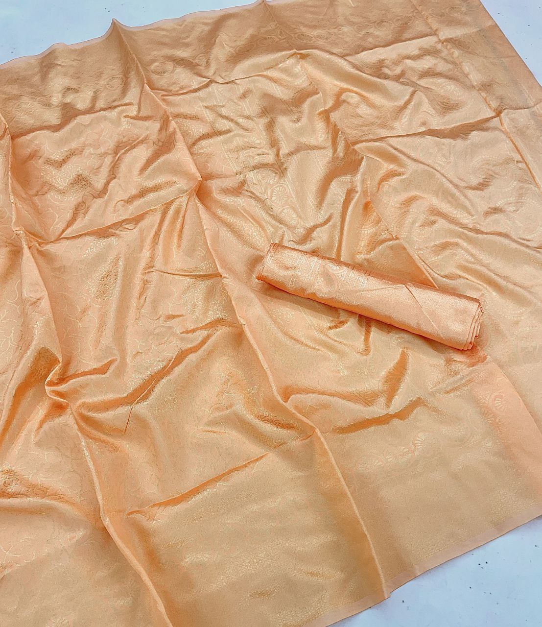 Graceful Beige Color Lightweight Lichi Silk Saree