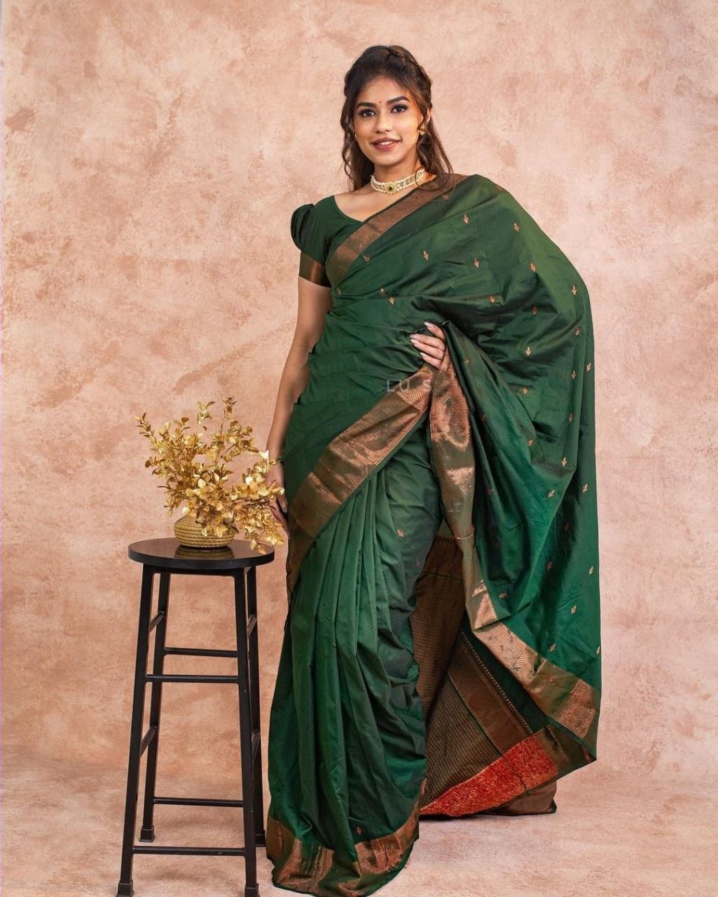 Green Color Superhit Banarasi Soft Silk Saree