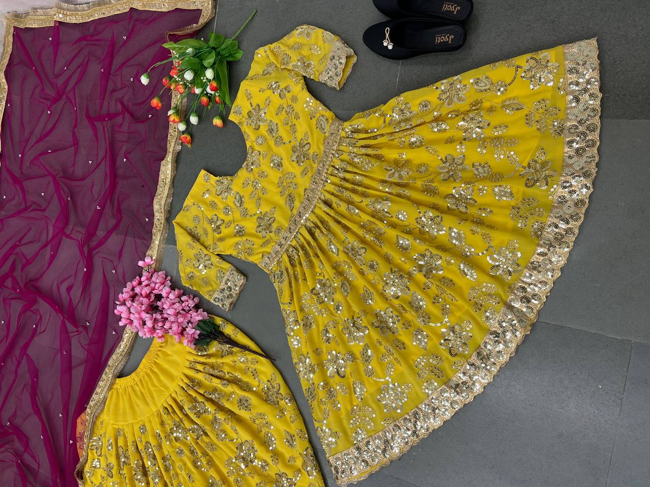 Exclusive Sequence Work Yellow Color Dhoti Suit