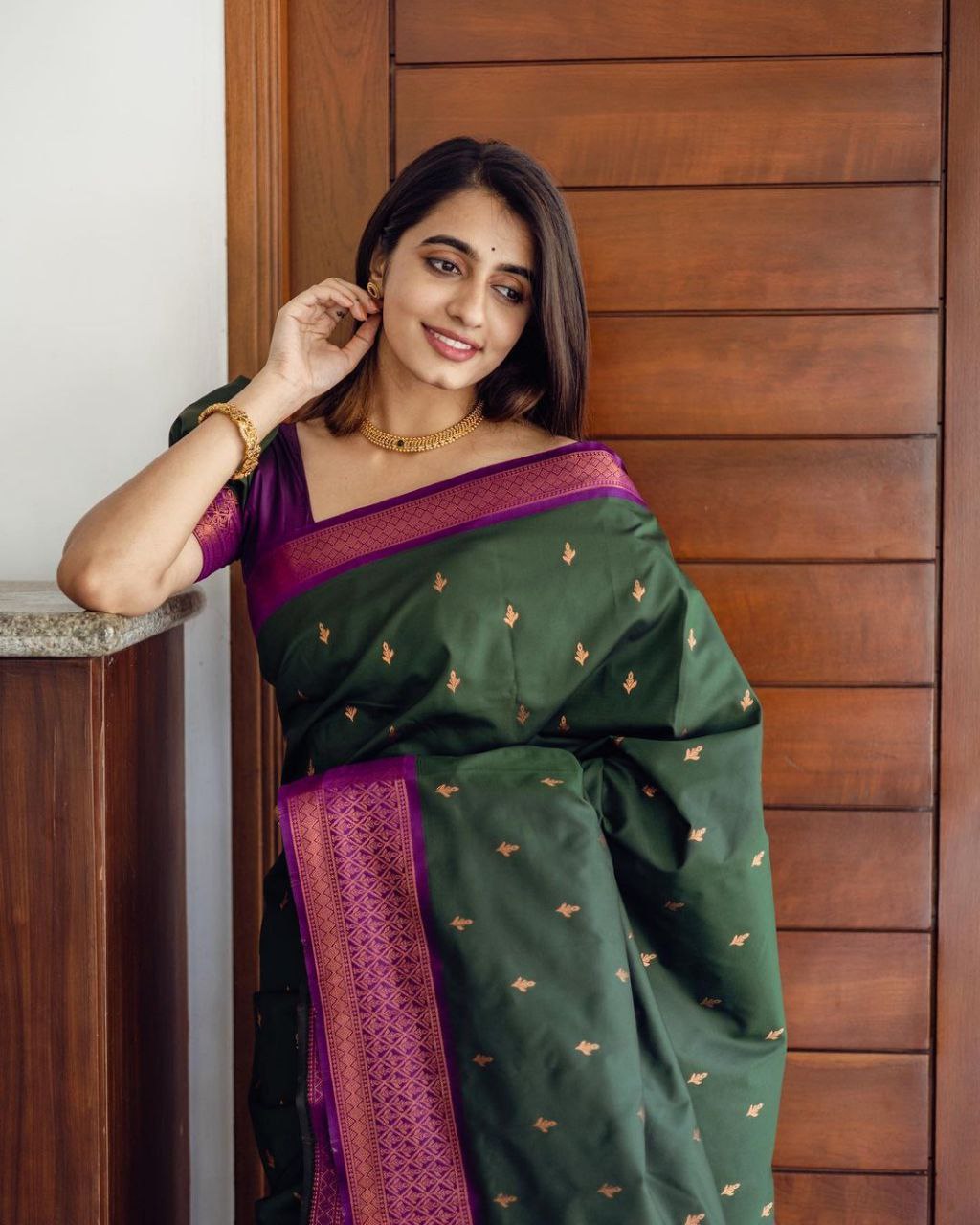 Outstanding Soft Silk Green Color Banarasi Saree