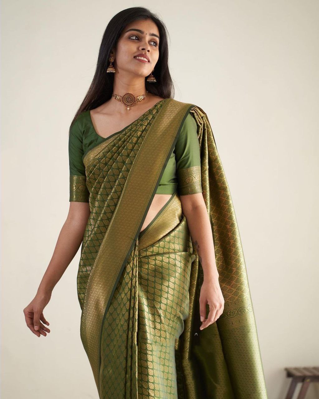 Banarasi Silk Green Color Innovative r Saree