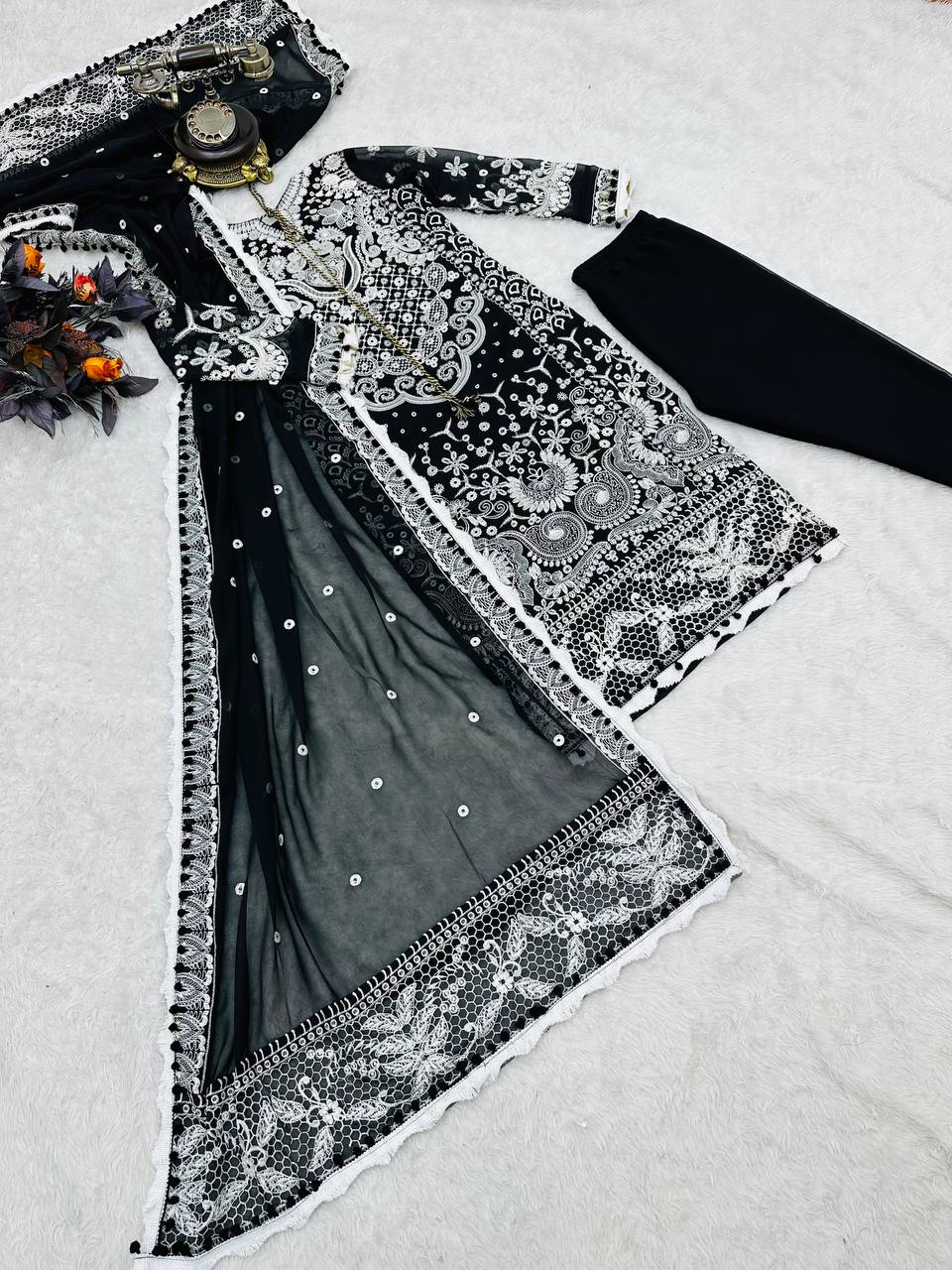 Black Color Embroidery Work Designer Salwar Suit