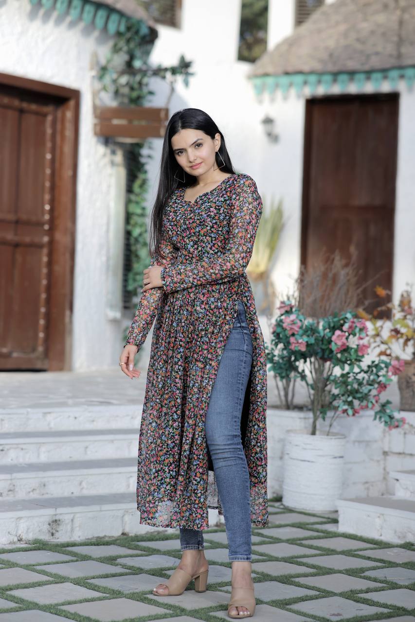 Multi Color Nayra cut Wonderful Kurti