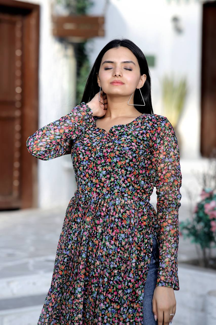 Multi Color Nayra cut Wonderful Kurti