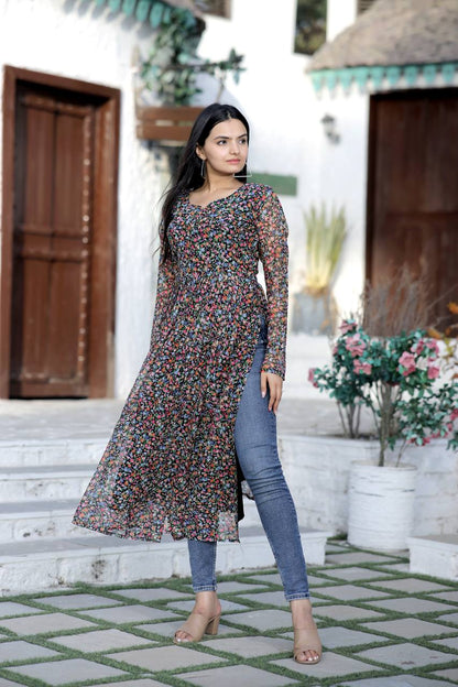 Multi Color Nayra cut Wonderful Kurti