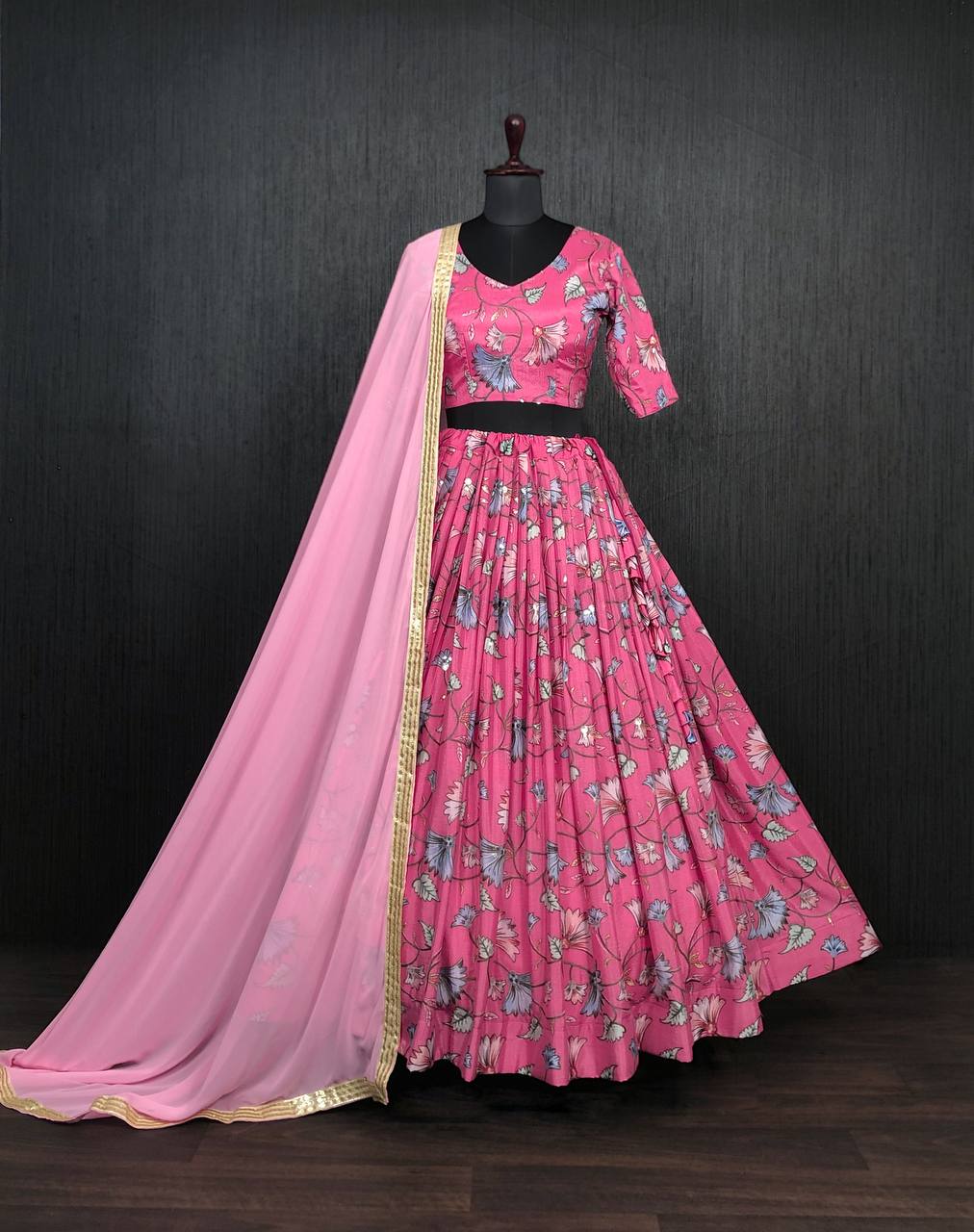 Wedding Wear Pink Sequence Work Lehenga choli