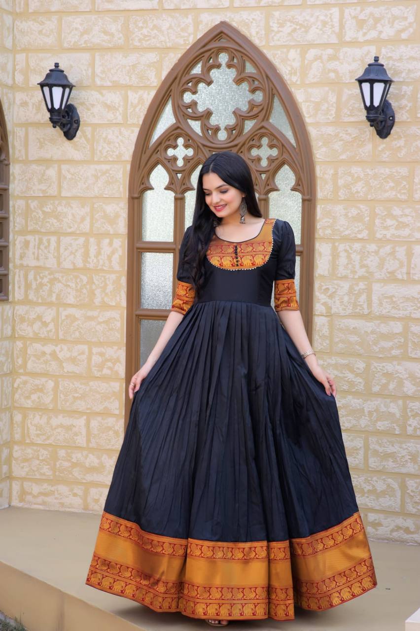 Georgette Embroidered Fancy Designer Long Anarkali Gown, Full Sleeve at Rs  369 in Surat