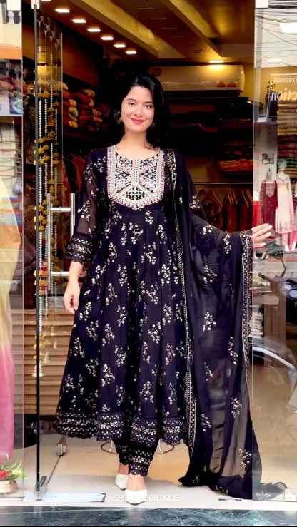 Black Color Sequence Work Marvelous Anarkali Gown