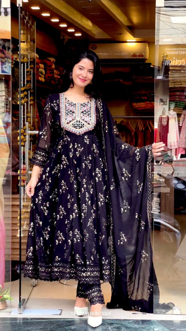 Black Color Sequence Work Marvelous Anarkali Gown